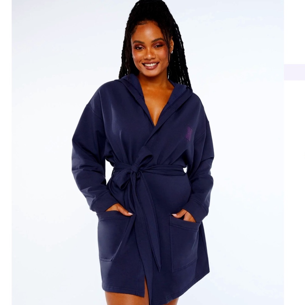 Savage X Fenty- Forever Savage Short Navy Blue Robe- NWT